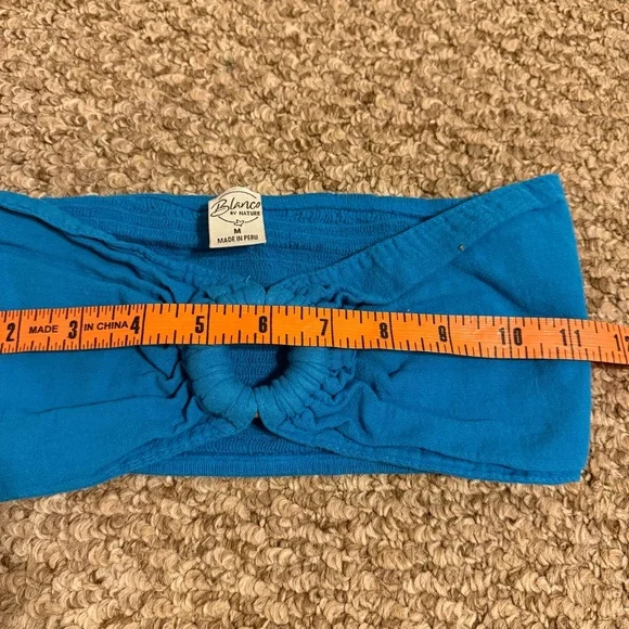 Blanco By Nature Women’s Size Medium Vibrant Blue Ruched Back Bandeau Crop Top - Picture 5 of 6